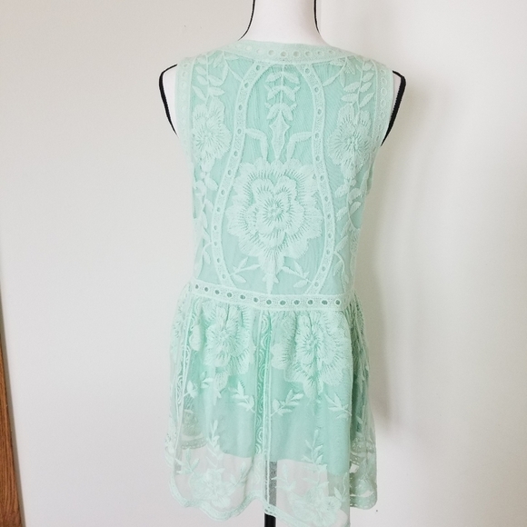 Entro Lace Mint Green Tank Tunic Shirt - Picture 3 of 4